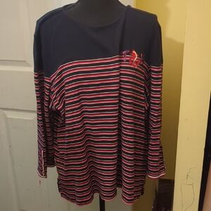 Tommy Hilfiger Nautical Long Sleeve Tee in Blue and Red